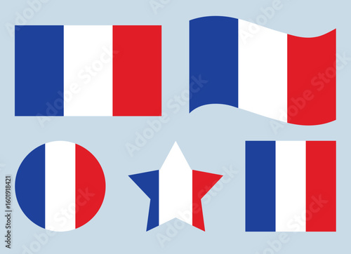 Free Download five different shapes, each decorated with the French flag's colors - GFXLoad