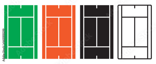 Tennis court icon vector set. Tennis illustration sign collection. Sport symbol or logo.Flat minimalist sports ball icon set in vector EPS 10. Includes multiple types of sports balls like football, ba