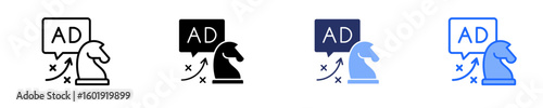Advertising Strategy  Icon Set Multiple Style Collection
