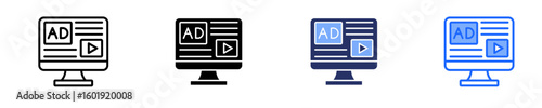 Digital Ads  Icon Set Multiple Style Collection
