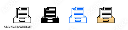 File Cabinet Icon Set Multiple Style Collection