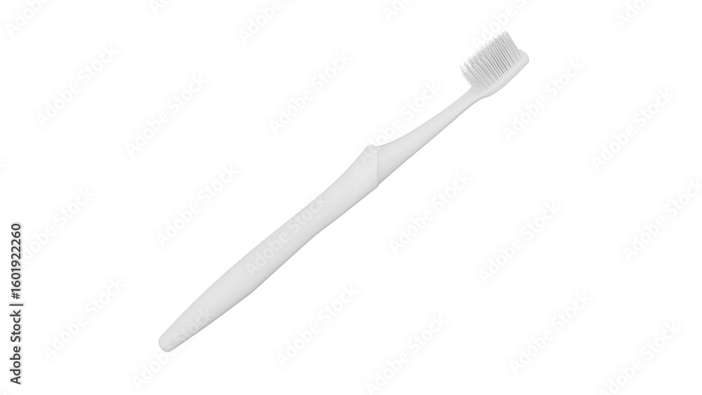 Fototapeta premium 3D Render a toothbrush with a white bristles on a white background