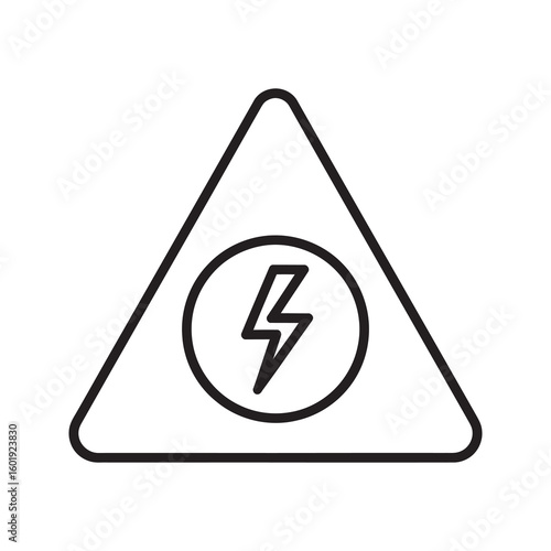 High voltage warning sign icon with a triangle and lightning bolt Electrical hazard and danger symbol for shock risk and safety precaution notice
