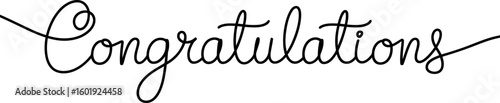Handwritten congratulations message in elegant cursive script isolated on white background