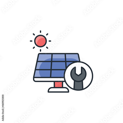 Solar Repair icon design with white background stock illustration