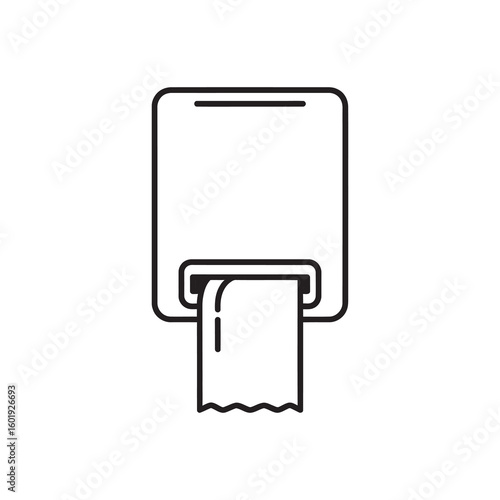 Paper towel dispenser vector icon for hand drying in a public restroom or bathroom promoting hygiene sanitation and cleanliness in a facility