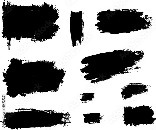 Grunge hand drawn brush stroke vector set.

