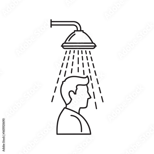 Person taking a shower vector icon symbolizing daily hygiene routine personal care and washing for cleanliness health and morning refreshment