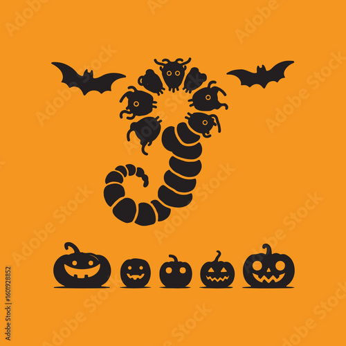  vector illustration of a Halloween Maggots vector