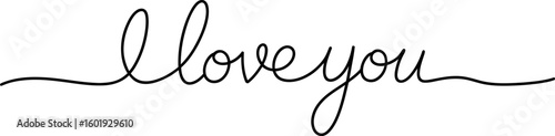Handwritten i love you message in elegant cursive isolated on white background