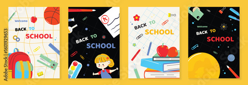Back to school vector poster. Study Background design with children and education school supplies element. Kids hand drawn flat design for poster , wallpaper, website and cover template.