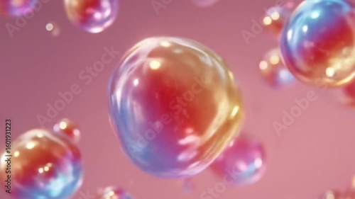Wallpaper Mural Iridescent Spheres Float Gently Against a Soft Pink Background Creating an Abstract Bubbles Macro View Motion Graphic with a Playful and Dreamlike Aesthetic Torontodigital.ca