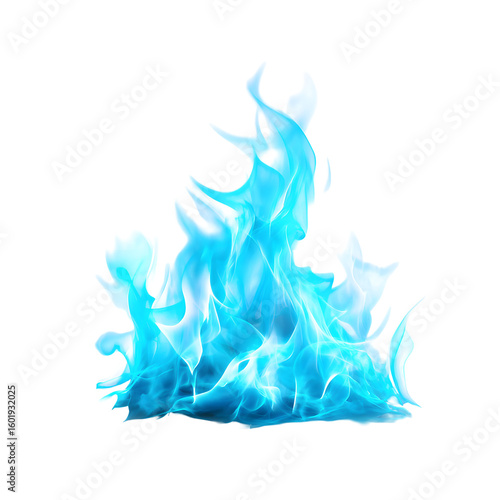 Captivating blue flame dancing against a stark black background with energy