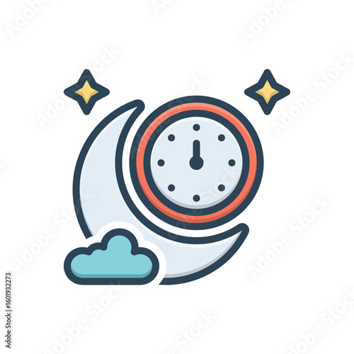 Color illustration icon for midnight