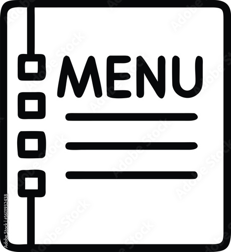 Black and White Line Art Illustration of a Restaurant Menu List Sheet