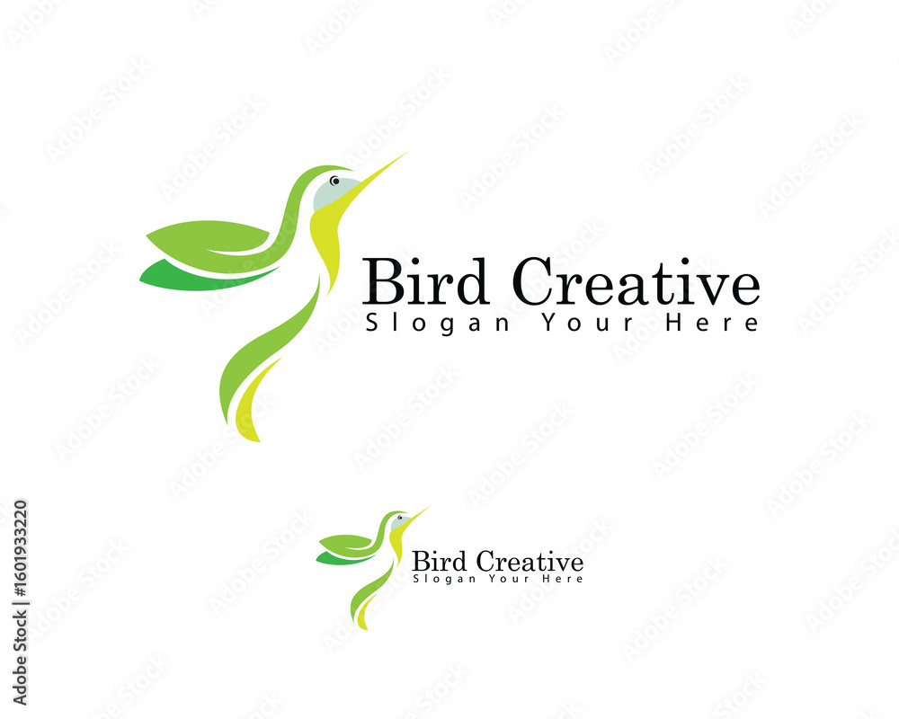 Fototapeta premium humming bird logo creative nature leave flying wing