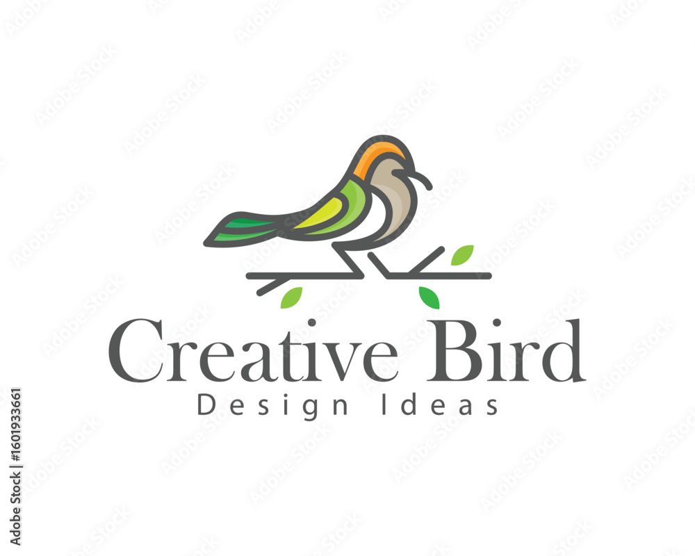 Obraz premium bird logo creative design concept color animal line art