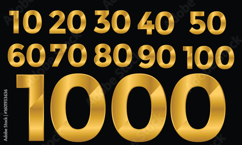 set of anniversary logo flat gold color on transparent background  for celebration moment