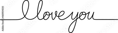 Elegant handwritten i love you phrase isolated on white background