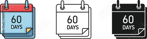 Sixty days calendar icon vector illustration reminder date deadline event schedule time management plan
