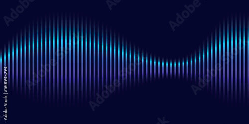 Abstract background with sound wave concept. Dynamic sonic waveforms with blue and purple gradients. Futuristic vector concept of abstract electronic music.