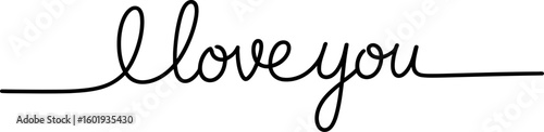 Handwritten i love you message in cursive isolated on white background