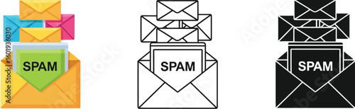 Spam email protection concept illustration for unwanted mail and junk messages and virus threat alerts