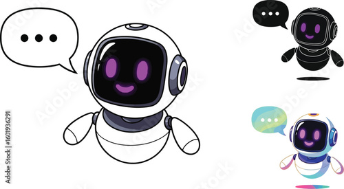 Cute ai chatbot robot assistant for customer service and support vector illustration design concept