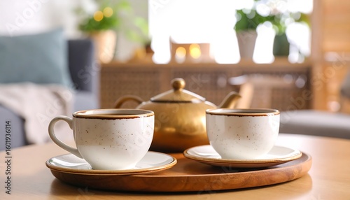 Wallpaper Mural Cozy tea set on a tray Torontodigital.ca