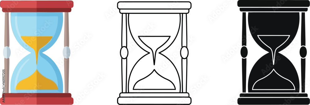 Fototapeta premium Hourglass sand timer vector illustration time management deadline concept graphic design element