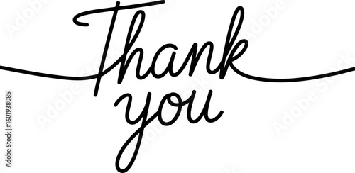 Handwritten thank you message in elegant script isolated on white background