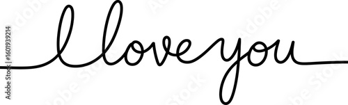 Handwritten i love you message in elegant script isolated on white background