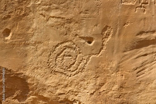 Petroglyphs  on a cliff wall at Chaco Canyon Pueblo, New Mexico.
