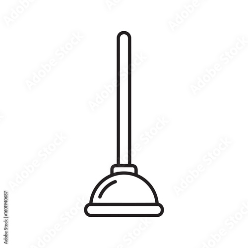 Toilet plunger vector icon a plumbing tool for clearing a blocked drain or clog in a bathroom a household maintenance and repair equipment