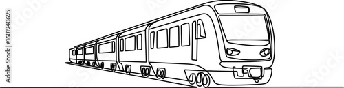 Sketch of a modern commuter train isolated on white background