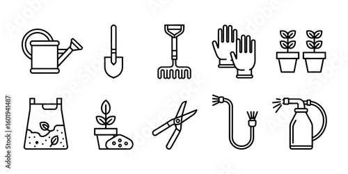 Gardening and Landscaping Icon Set for Design Projects and Applications