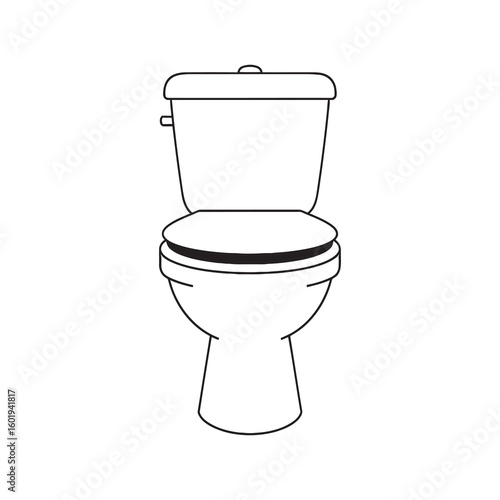 Toilet front view vector icon a common bathroom fixture for sanitation and hygiene found in a home restroom public lavatory or washroom