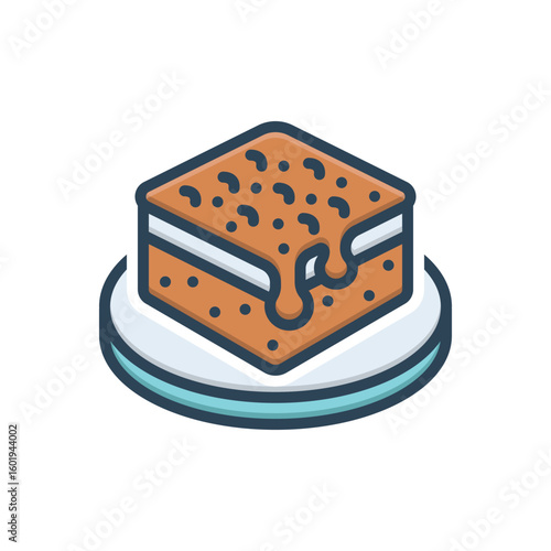 Color illustration icon for brownie