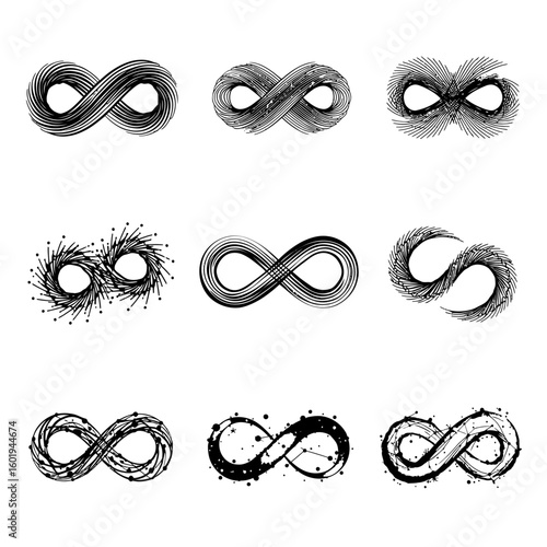 Infinity symbol variations set creative conceptual limitless icons