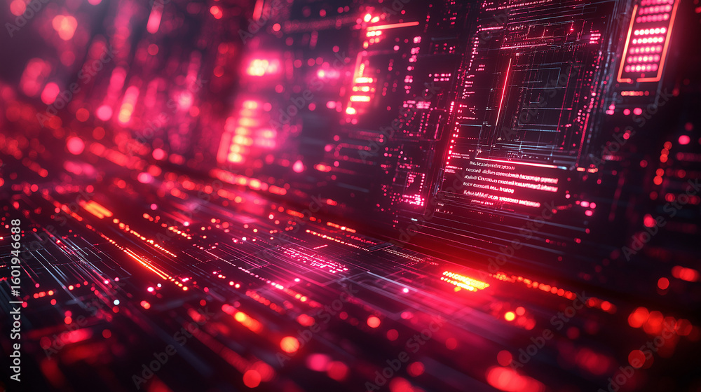Fototapeta premium Holographic screen interface showing machine learning graphs