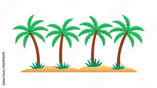 4 Palm Trees .Four palm trees, tropical, silhouette, design element