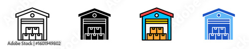 Warehouse Storage  Icon Set Multiple Style Collection