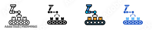 Industrial Robot  Icon Set Multiple Style Collection