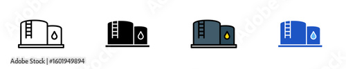 Fuel Storage Tank  Icon Set Multiple Style Collection