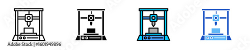 3D Printing Machine  Icon Set Multiple Style Collection