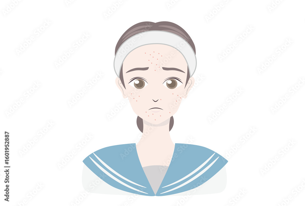 ニキビに悩む中高生の女子 ニキビに悩む中高生の女子