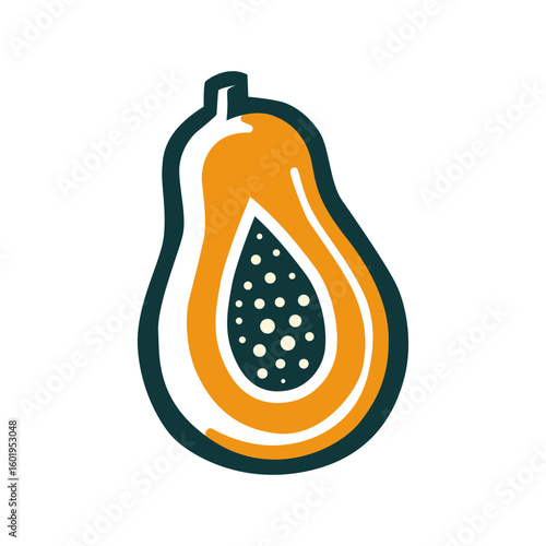 Papayas icon, logo vector minimal illustration with background