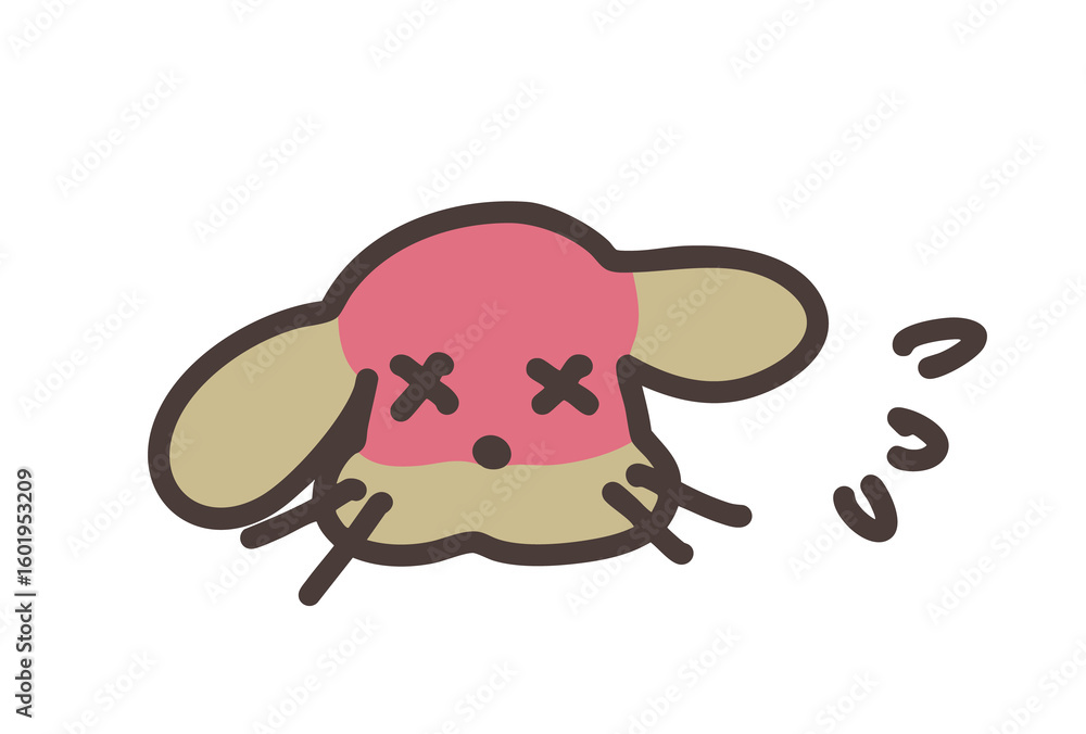 Fototapeta premium 暑さで体調不良になっている犬のイラスト
