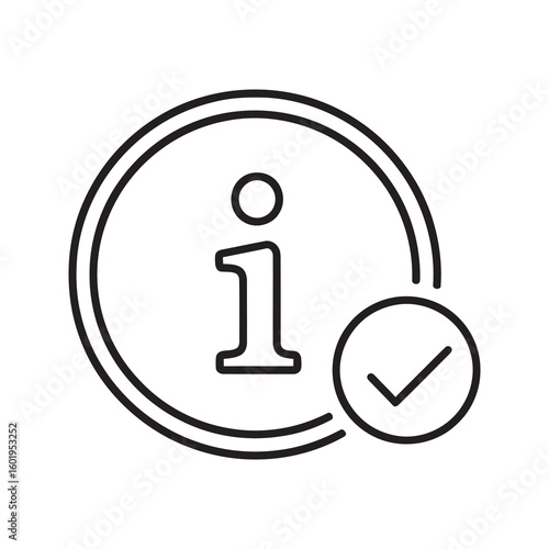 Verified information icon with a checkmark for valid and complete data showing a correct and approved status for a successful solution