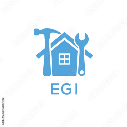 Home Repair Service Logo with Hammer and Wrench Icon –EGI Branding Design. EGI Letter Logo.
